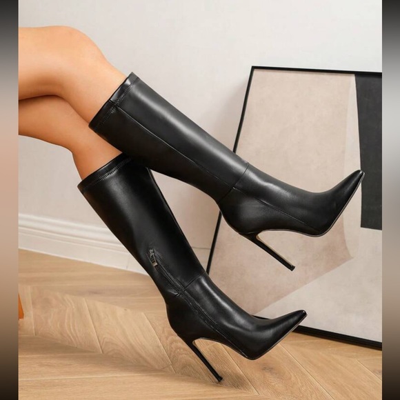 SIZE 6 BLACK STILETTO BOOTS - Picture 1 of 1